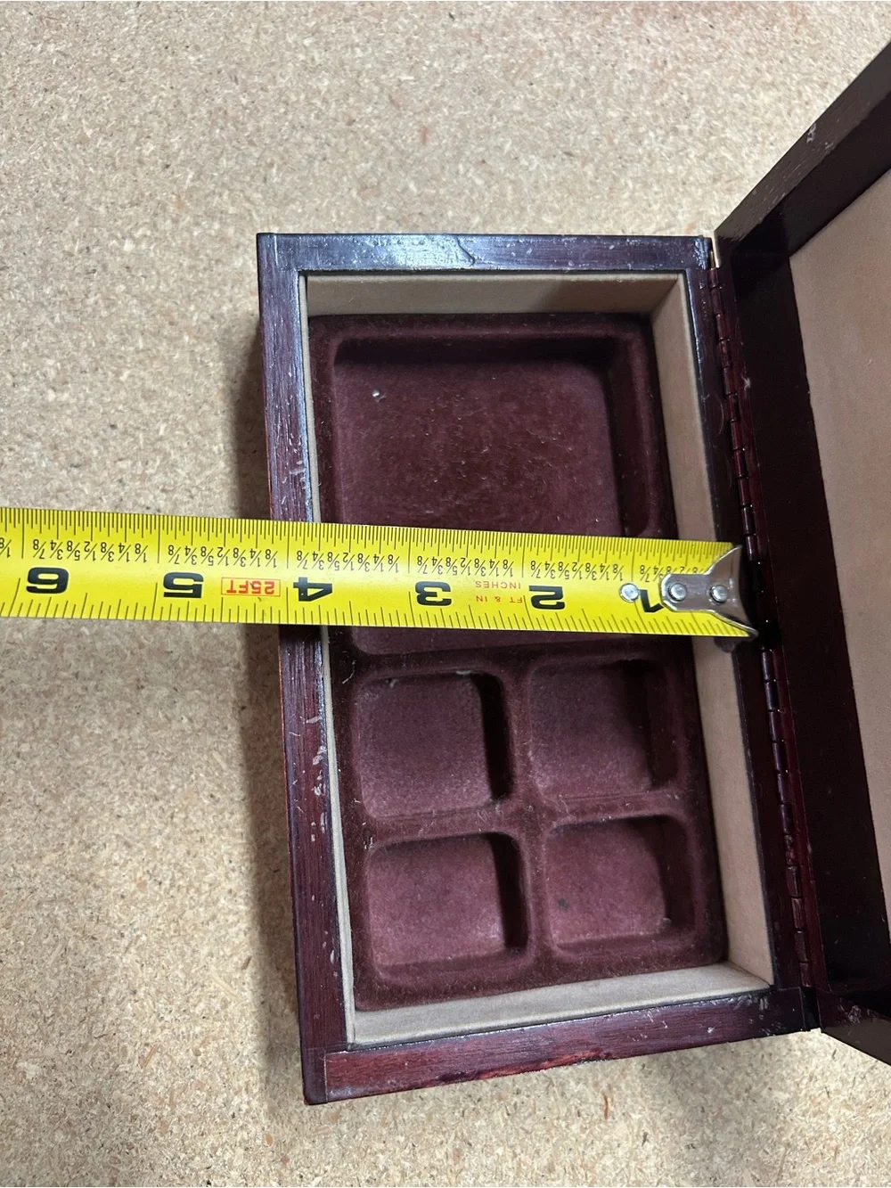 Antique-Style Wooden Jewelry Box with Brass Corner Accents - Dark Mahogany
